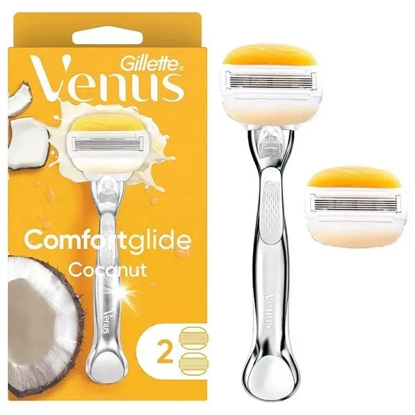 ماكينة حلاقة كومفورت جلايد بجوز الهند + 2 شفرات قابلة لإعادة التعبئة-فينوس